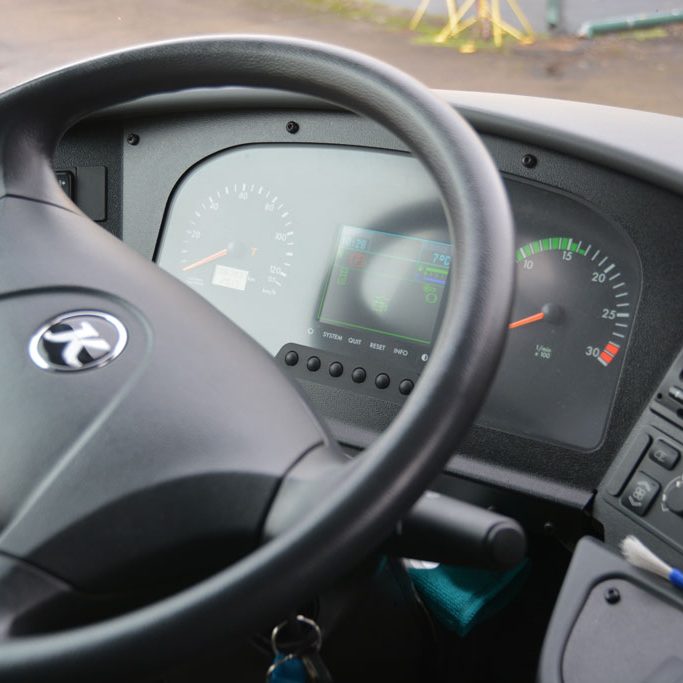 Arbeitsplatz des Busfahrers